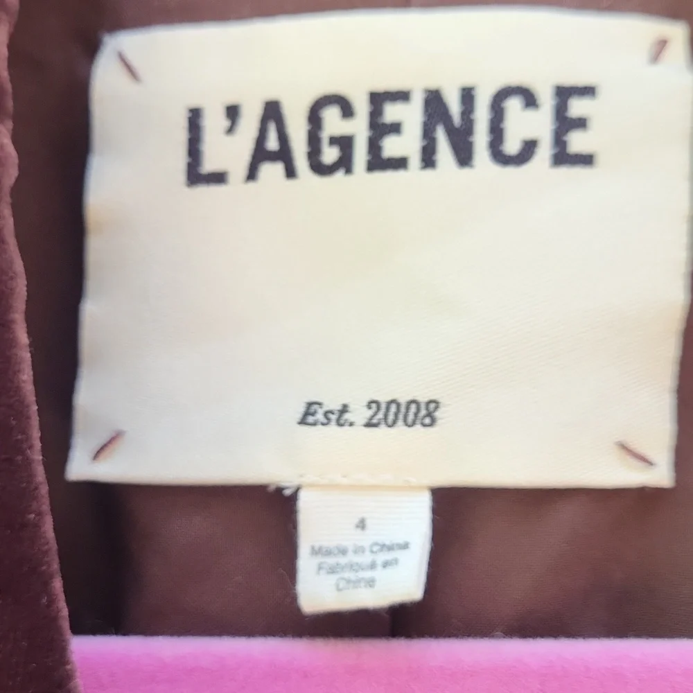 L'AGENCE Brown Velvet Tailored Blazer 4 NWOT